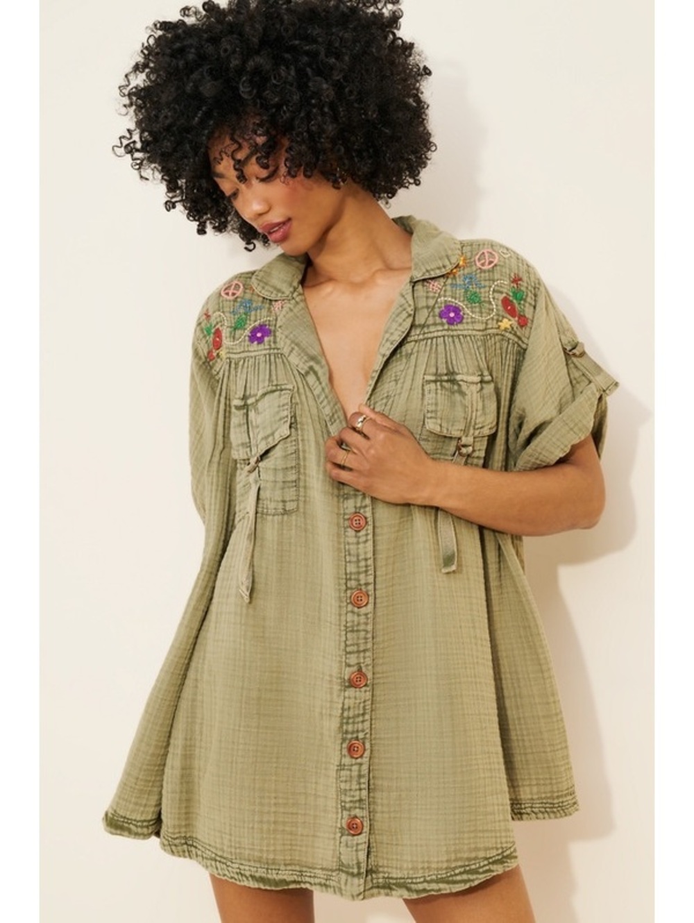 FREE PEOPLE Tracking Trails Shirt Dress - Picture 2 of 8